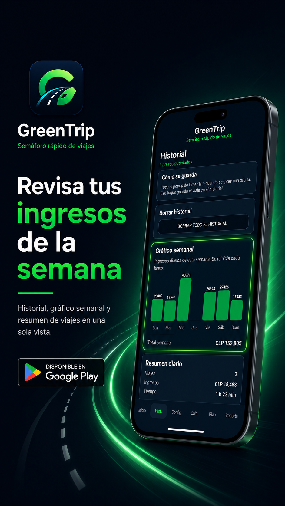 Historial de ingresos en GreenTrip