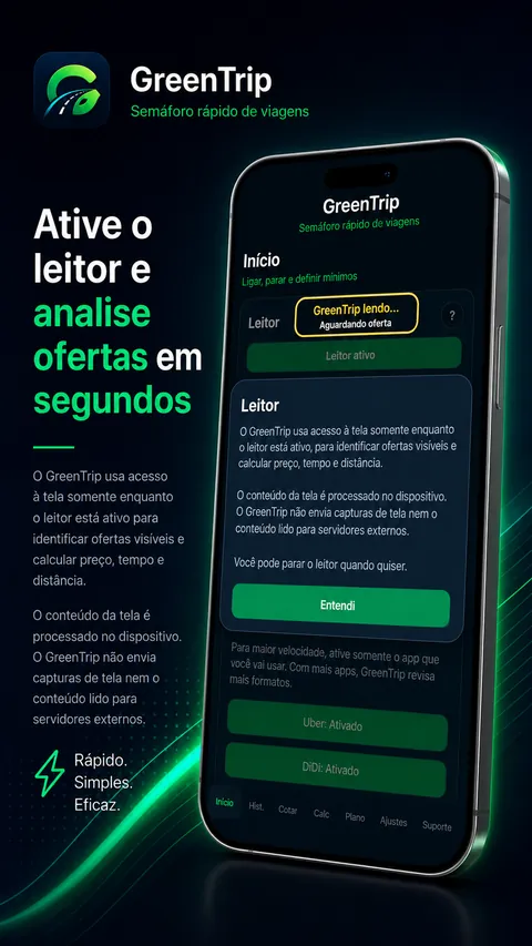 Tela do leitor de ofertas GreenTrip em português